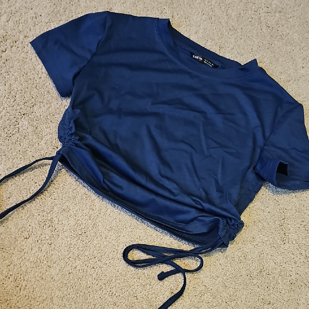Navy Blue Drawstring Top